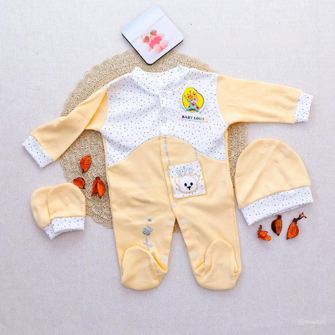 grenouillére bébé deluxe avec bonnet assorti
